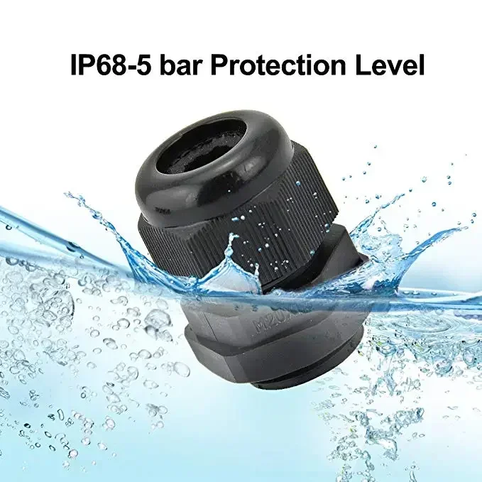 Electrical Connector 10Pcs Black White Waterproof Cable Gland NPT 1/4" 1/2" 3/8 American Nylon Cable Joint Flame-retardant 4-25mm Wire Connector IP68 cable gland