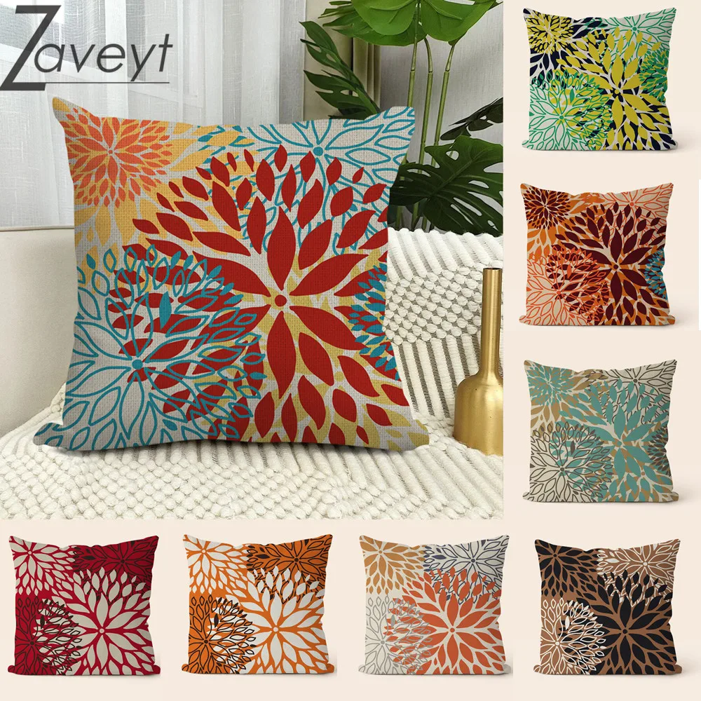 

Linen Nordic Red Yellow Grey Flower Pillowcase 40x40cm Cushion Cover 45x45cm for Sofa Office Pillow Covers 50x50cm Home Decor