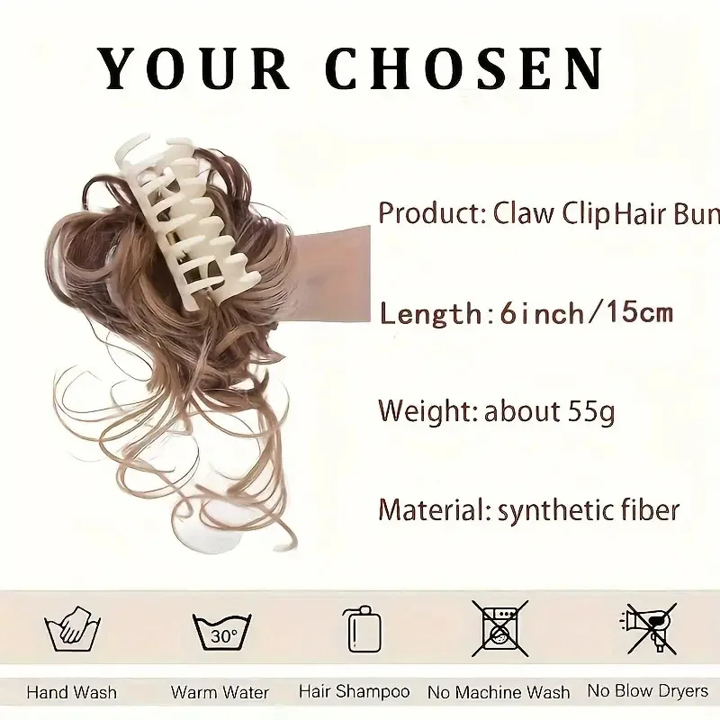 Chignon Synthétique Désordonné pour Femme, Chouchous, Extensions de Cheveux Bouclés, Ondulés, Postiche Updo, Accessoires