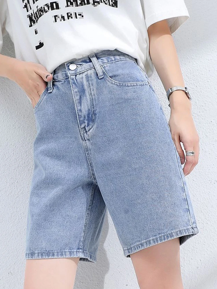 

Summer Blue Denim Shorts Women Casual High Waist Straight Baggy Jean Shorts Y2K Streetwear Wide Leg Short Jeans for Women 2023