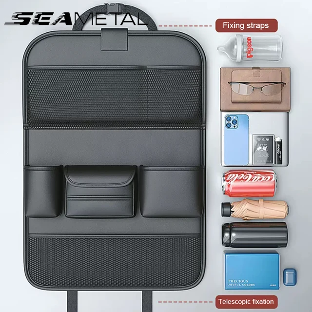 SEAMETAL 자동차 뒷좌석 수납백, 다기능 수납 포켓과 접이식 테이블로 편리한 사용이 가능