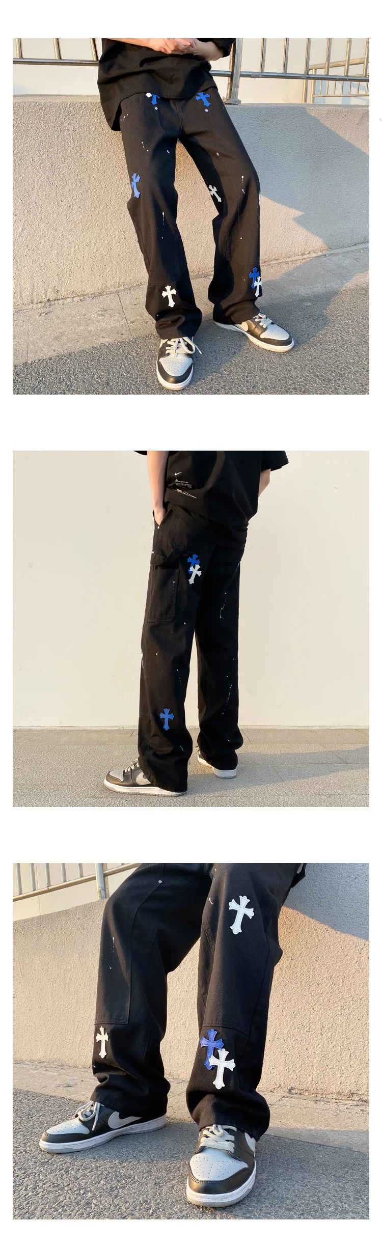 orange cargo pants Hybskr Harajuku Men Cargo Pants Loose Straight Fashion Brand Streetwear Hip Hop Male Trousers Casual Black Male Y2K Pants black cargo trousers