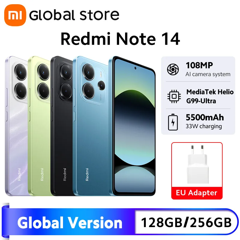 Xiaomi Redmi Note 14 グローバルバージョン 6+128GB 新しいグローバルバージョン Xiaomi Redmi Note 14 スマートフォン