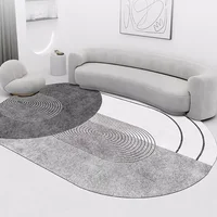 Minimalist Oval Living Room Carpet Gray Modern Home Carpets Line Art Decorative Rug Firm Non-Slip Waterproof Rugs Alfombra Ковер 2