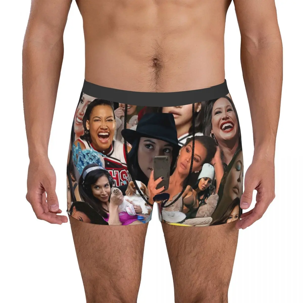 Naya Rivera-Glee Photo Collage Men's Boxer Briefs Shorts Men Underpants Cartoon Anime Funny Men's Panties Soft Underwear For Men