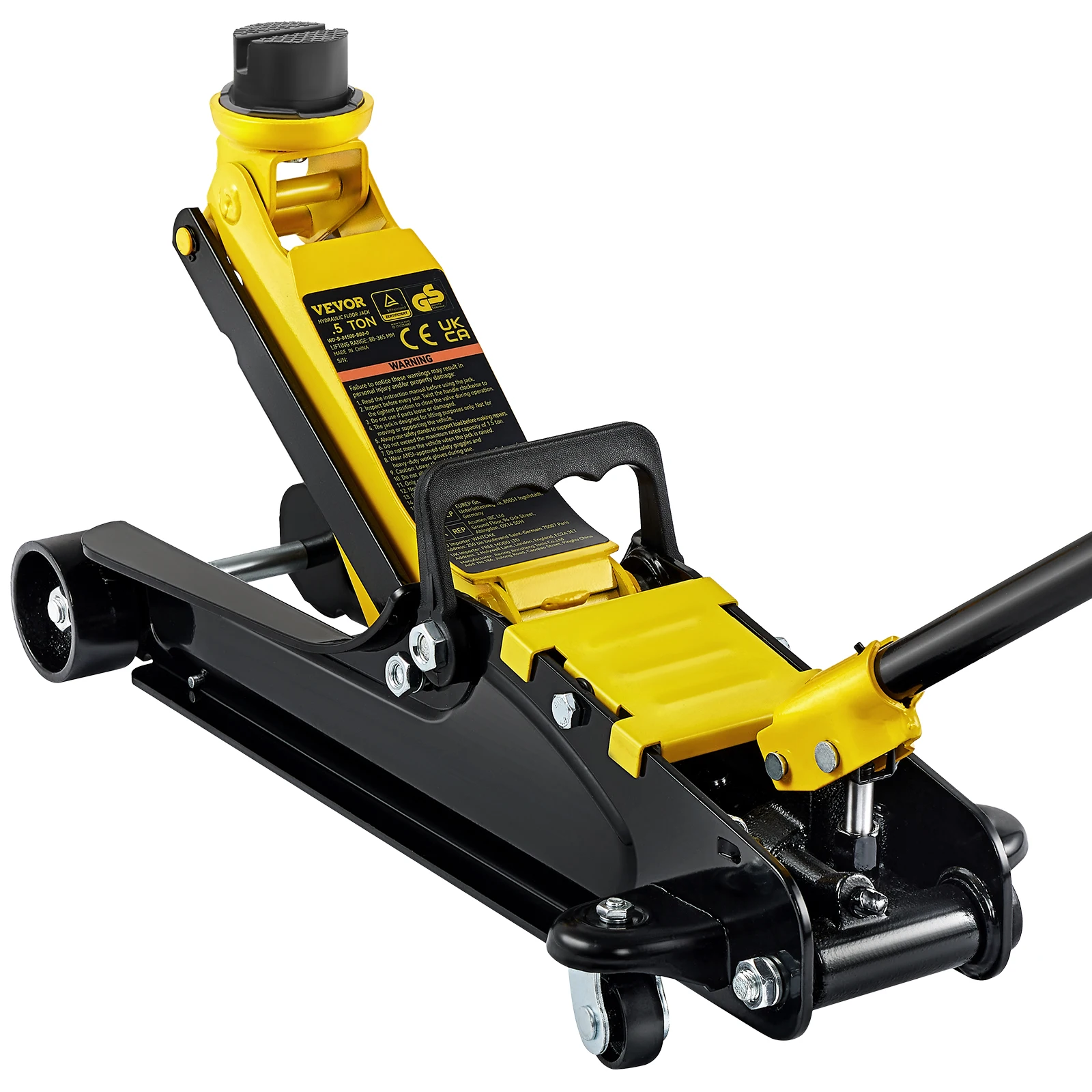 Electric Car Jack VEVOR 2.5 Ton Low Profile Floor Jack Heavy-duty Steel Racing Floor Jack w/Single Piston Lift Pump Lifting 85-380mm