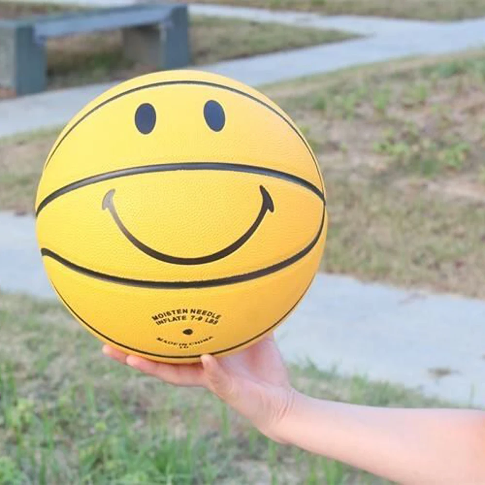 Youth Children 4-7 Professional Sports Basketball Smile Patterns Indoor Outdoor Training Competition Basketballs Birthday Gift