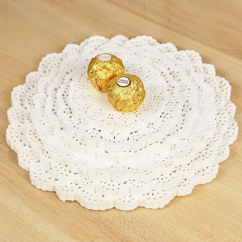 100pcs White Lace Paper Doilies Placemats DIY Box Packaging Gift