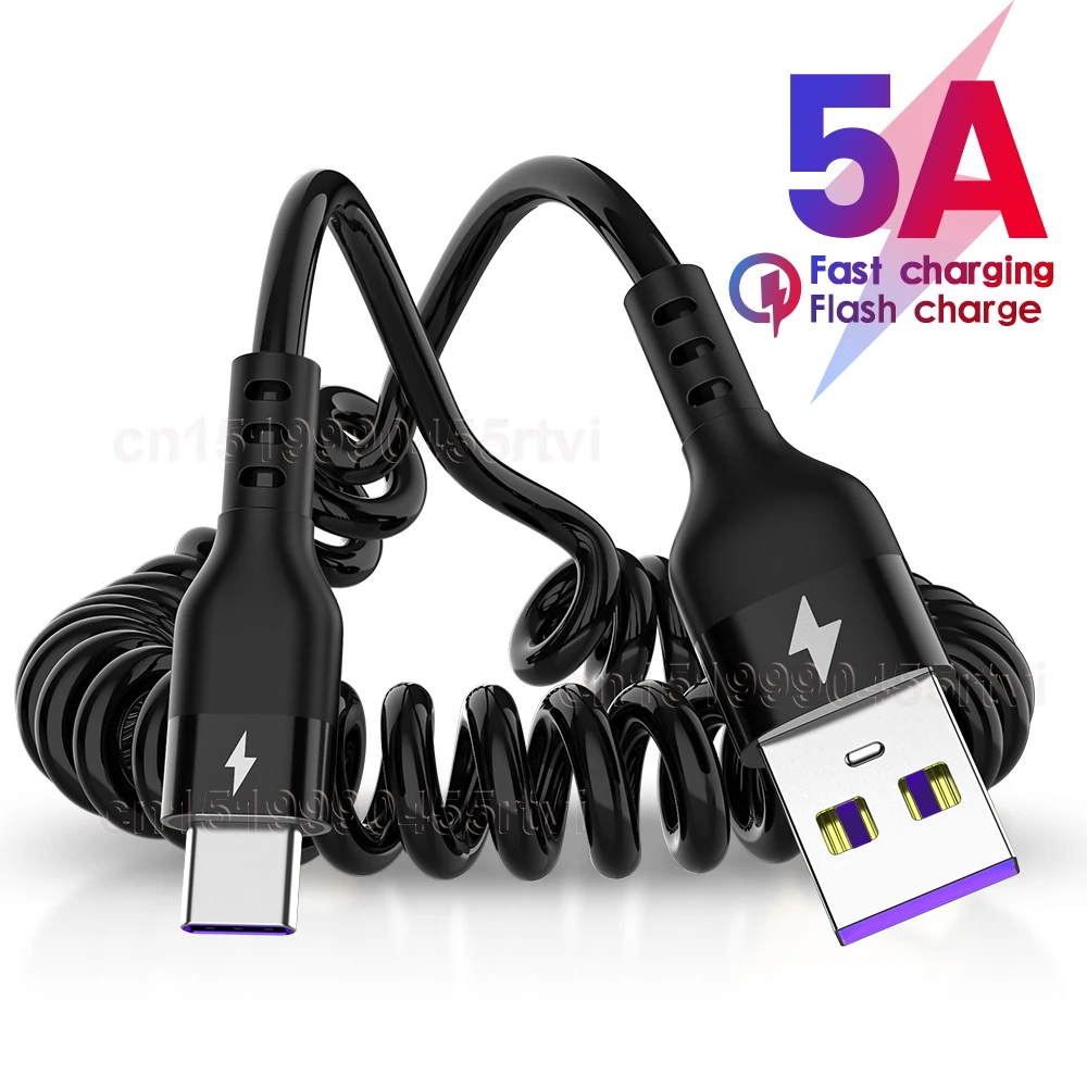 5A Frühling USB Typ C Kabel Schnelle Aufladung Für Huawei Micro USB C 8-Pin Ladegerät Kabel für iPhone 13 12 11 Xiaomi_voghion.com