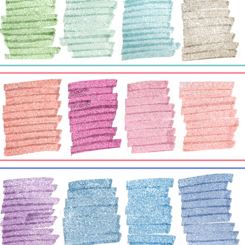 Glitter Highlighters, Flexible Line Width and Smudge-Proof Water