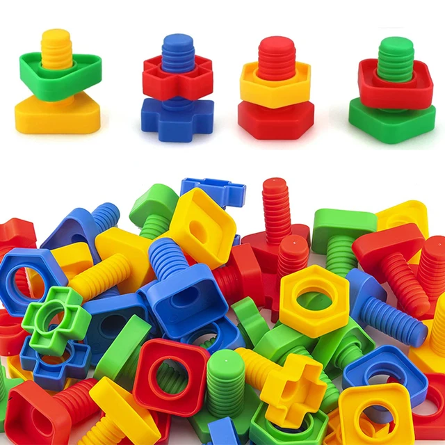 Bolts Toys Montessori Plastic Matching Children's Educational Toys Desktop Screw Building Blocks Toys Nut Shape Cognitive Toys 3