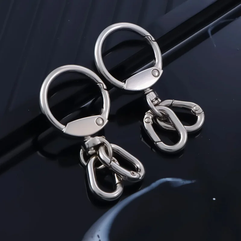 2 PCS Swivel Clasp Clip, Metal Lobster Claw Clasps, Swivel Clasp with Key Rings for Keychain Making, DIY Crafts