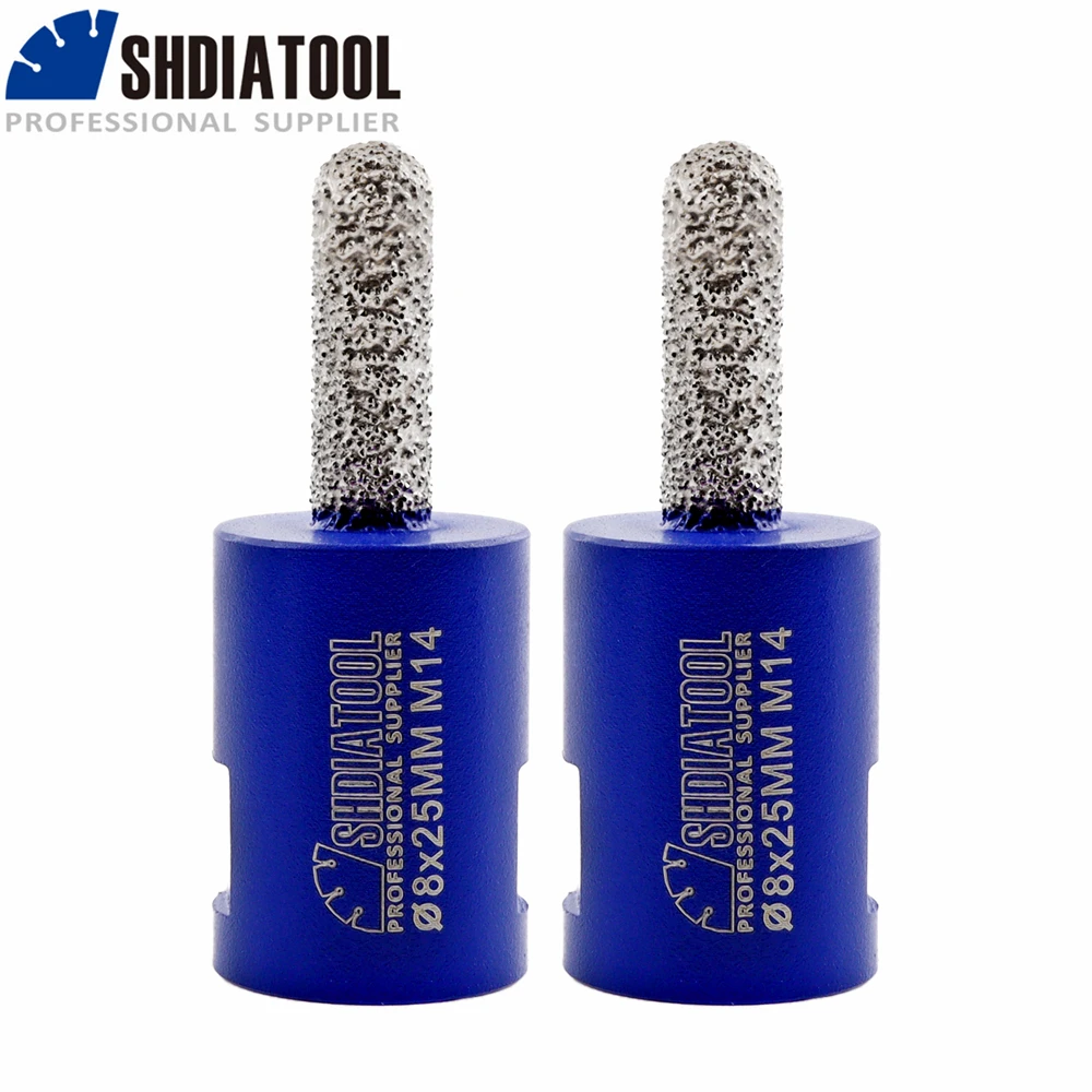Алмазная резьба SHDIATOOL, вакуумная медная фреза диаметром 8 мм с алмазным напылением, 2 шт., для удаления раствора, шлифовки