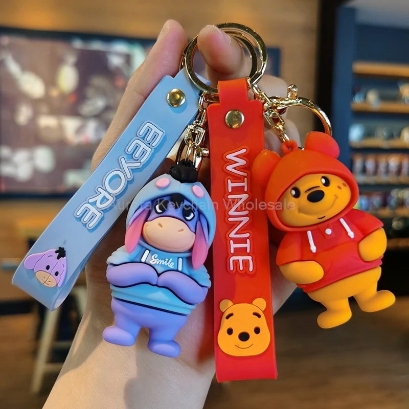 Anime Keychain Disney Cartoon Mickey Mouse Minnie Lilo & Stitch Doll Keyring Ornament Car Pendant Kids Gifts