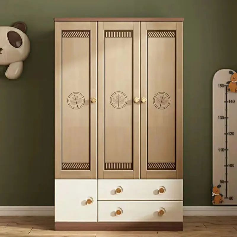 Children\'s Wardrobe Two-Door Three-Door Armoire with Two Drawers Modern Kids Bedroom Furniture Storage Locker