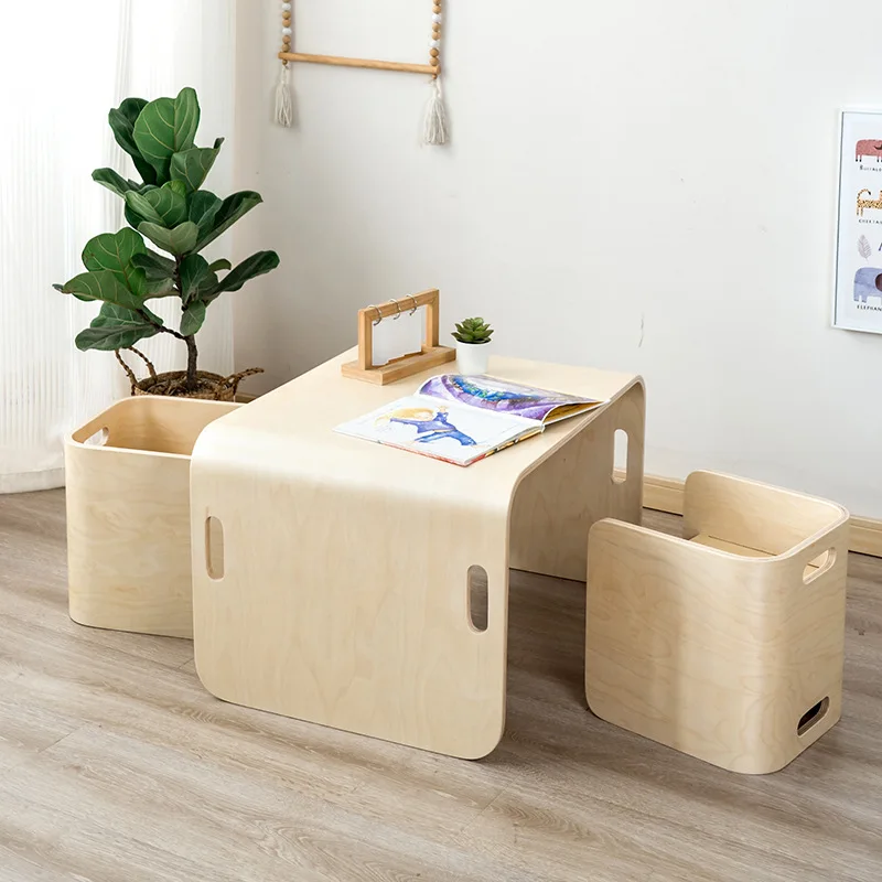 Wooden Table Children's Top Bottom Clothes Set Kids Table Chair