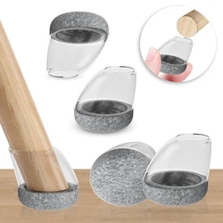 Set of 8 Silicone Furniture Leg Protectors with Felt Pads (L(27 - 35mm))