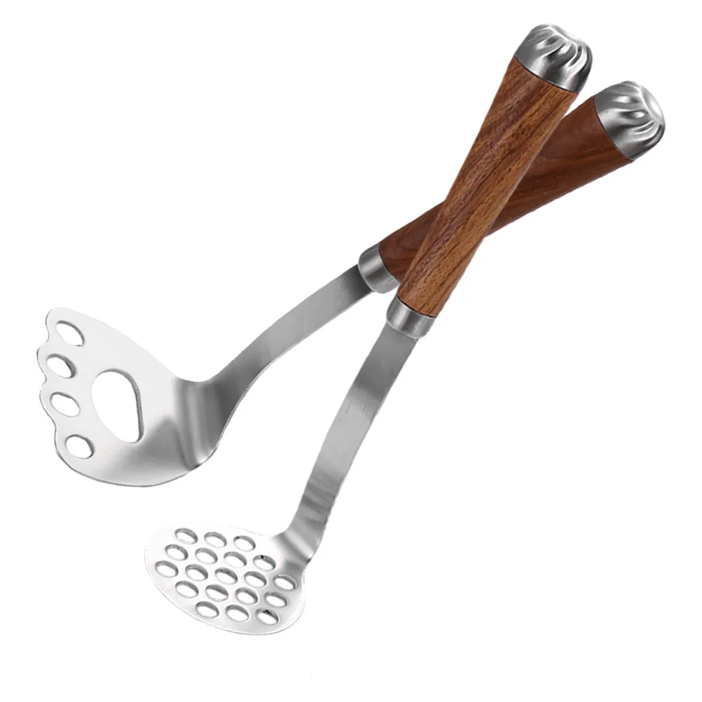 

2PCS Manual Food Masher Wooden Handle Potato Masher Potato Fruits Pressing Tool
