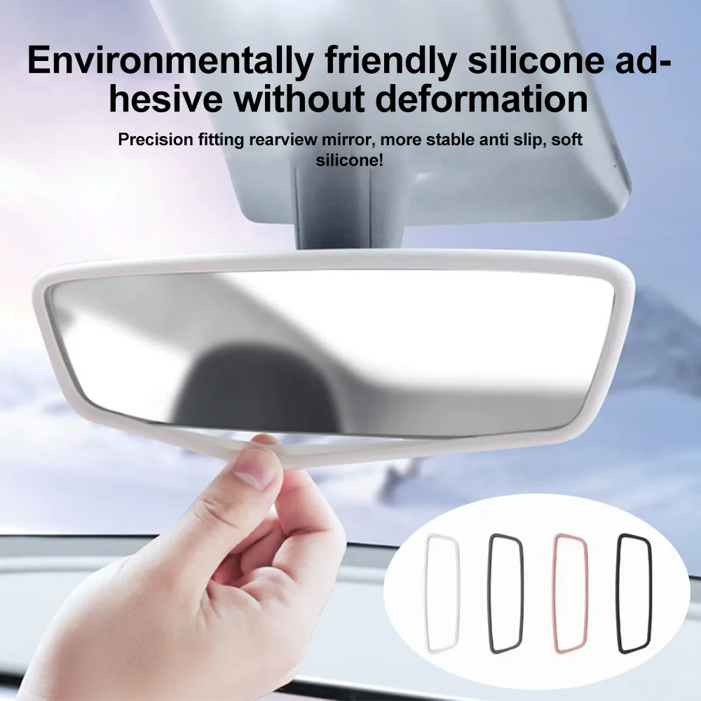 Silicone Rubber Rear View Mirror Protector Frame For Tesla Model 3 Y Interior Accessories Rearview Mirror Protector Trim rearview mirror protector