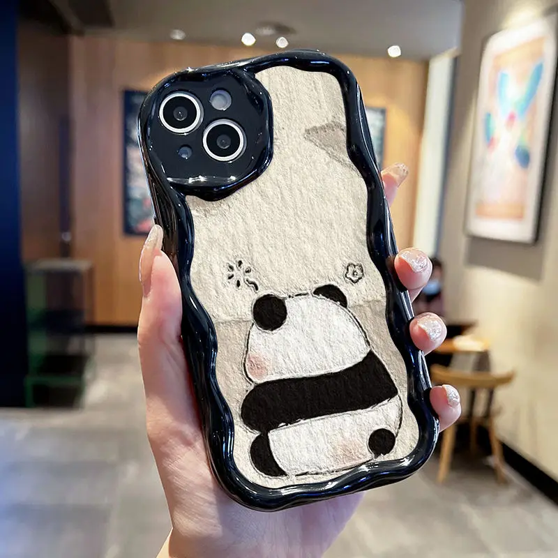 Cartoon Panda Bracelet Phone Case - Stylish and Fun Cover with Attached Bracelet