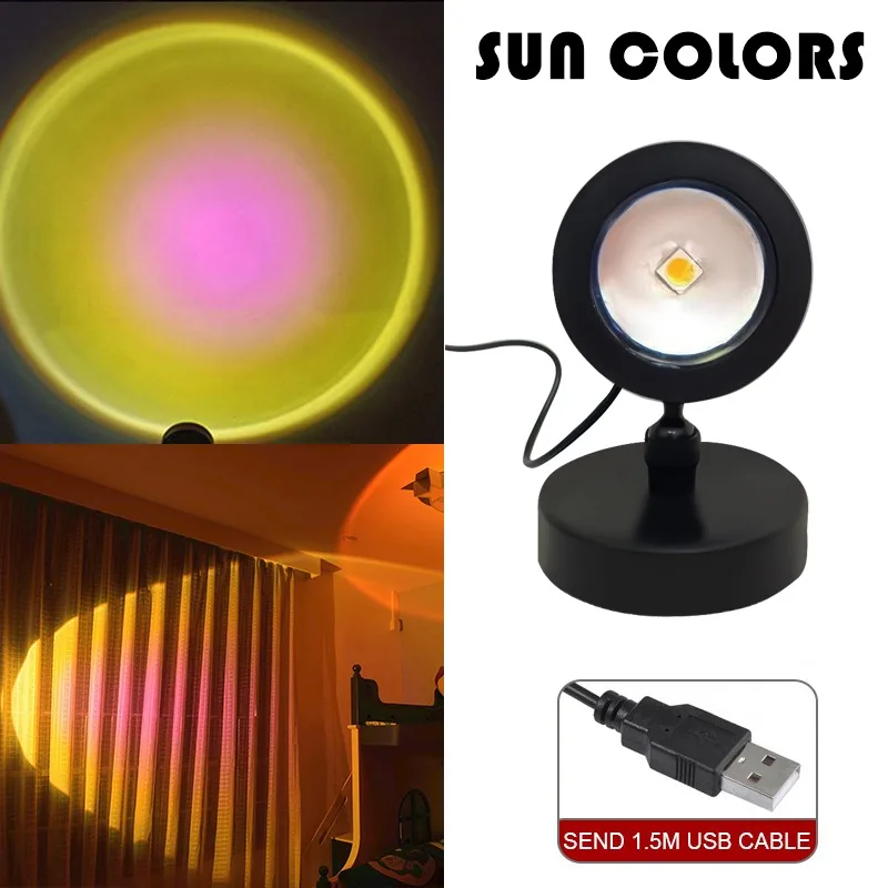 16 Colors Sunset Projector Lamp Rainbow Atmosphere Led Night Light for Home Bedroom Coffe Shop Background Lamp Light childrens night lights