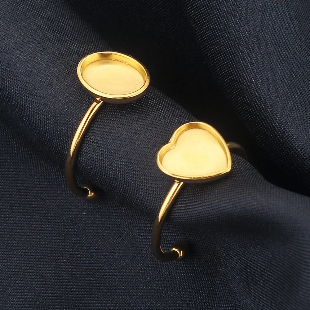 10pc Adjustable Ring Blanks - Stainless Steel Cabochon Settings For DIY Jewelry Making