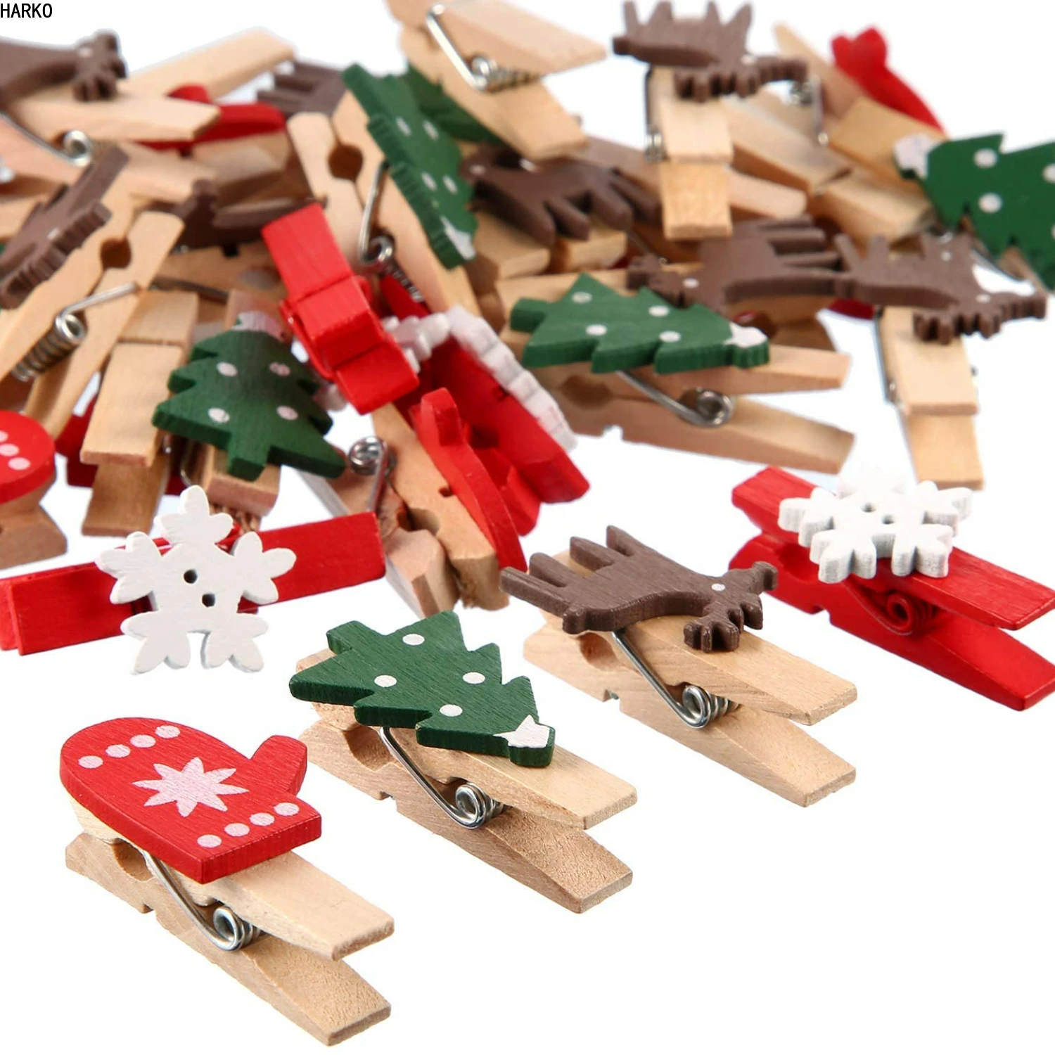 10pcs Christmas Wooden Clips New Year Party Decoration Photo Wall Clip DIY Christmas Ornaments for Home Xmas Tree