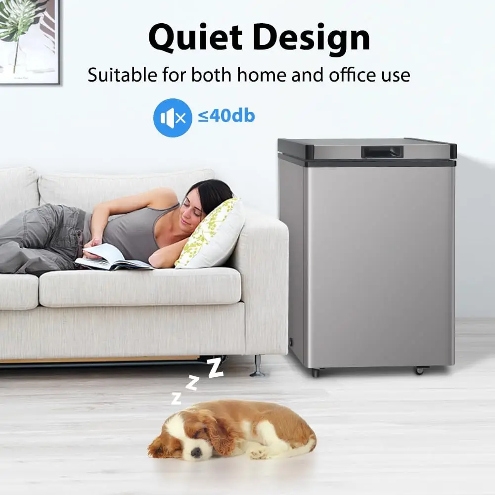 Chest Freezer, Small Deep Freezers Top Door with Removable Basket, 7 Temperature Control Energy Saving, Compact Freezer for Home 6