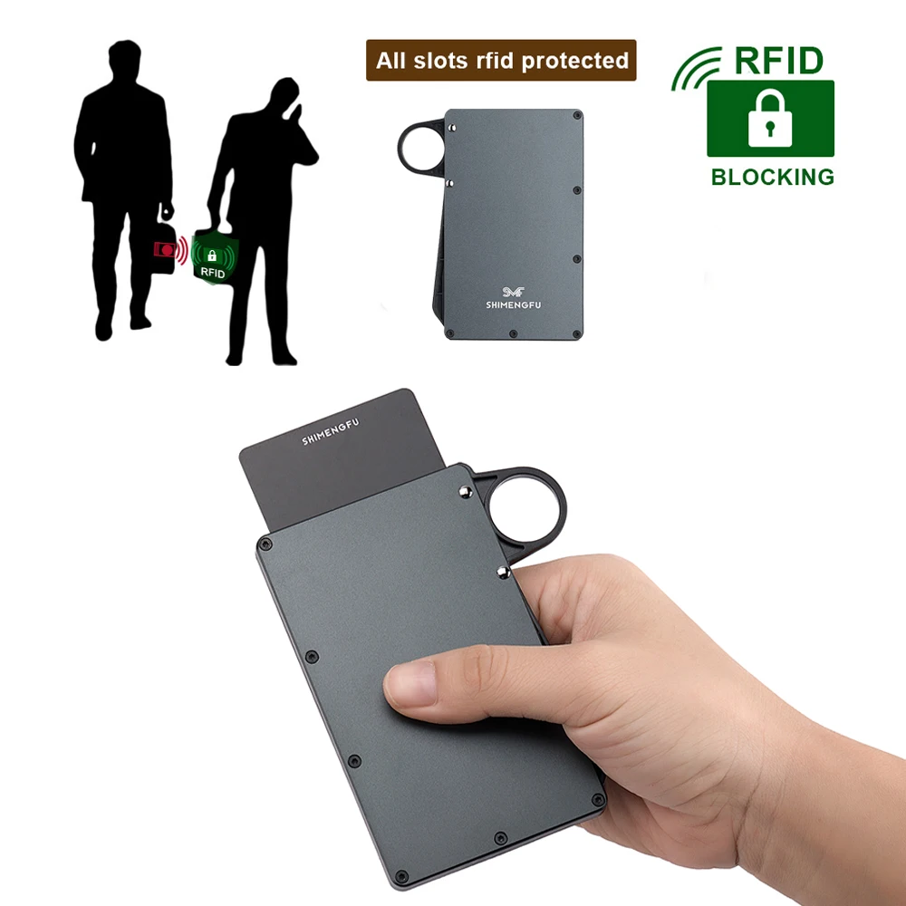 Super Slim Aluminum Pop-up Carteira Wallet Mini Credit Card Wallet Purse Card Holders Men Thin Small