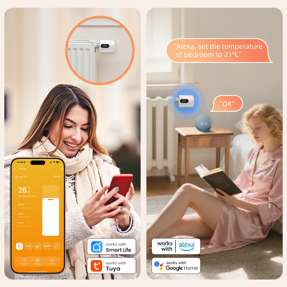 Tuya Zigbee Thermostat Radiator Valve Actuator Smart TRV Programmable Temperatur