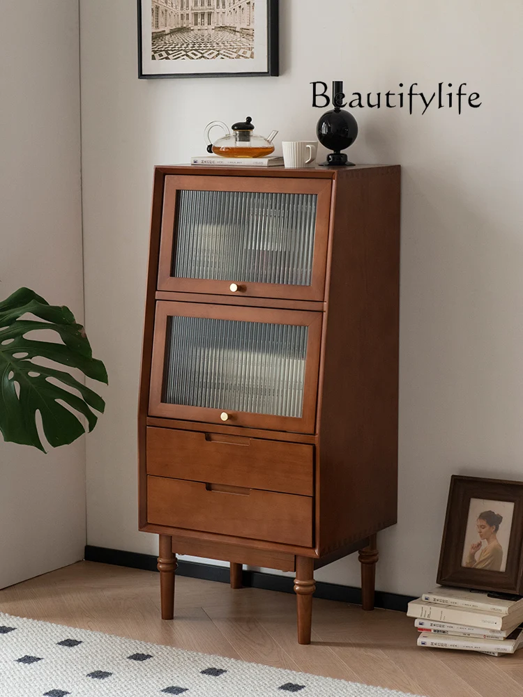

Nordic TV Side Cabinet Living Room Solid Wood Household Minimalist Small Stand Cabinet