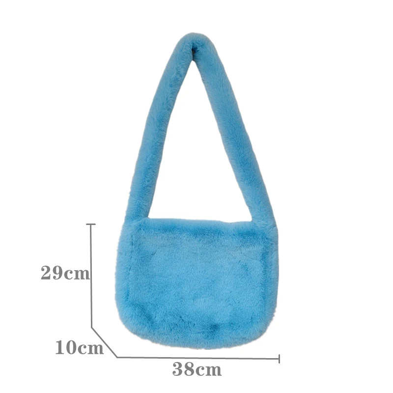 2000s Y2k Hot Girls Candy Color Rose Pink Plush Crossbody Shoulder Bag Women Winter Harajuku Street Fashion Faux Rabbit Fur Bags