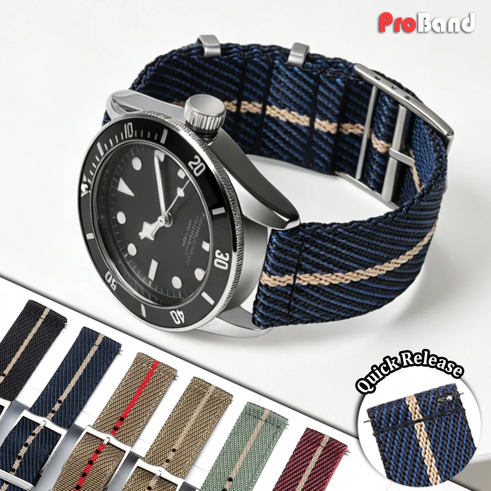 Versatile Quick Release Nylon Sailcloth Watch Strap - Canvas Fabric Bracelet (20mm, 22mm)