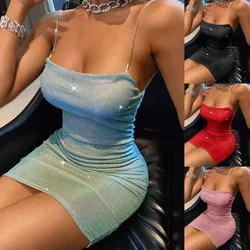 2023 New European and American Slim Dress Solid Color Sleeveless Slim Fit Sexy Dress Mini Short Dress Sexy Dress Bra Dress