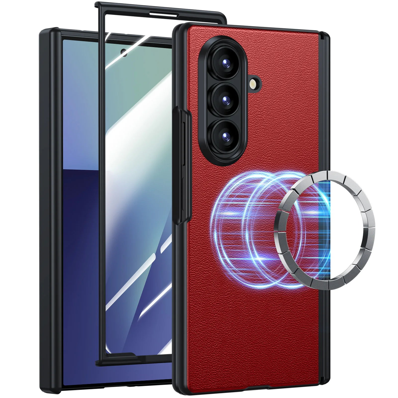 حافظة جلدية أصلية لهاتف سامسونج جالاكسي Z فولد 7 غ...