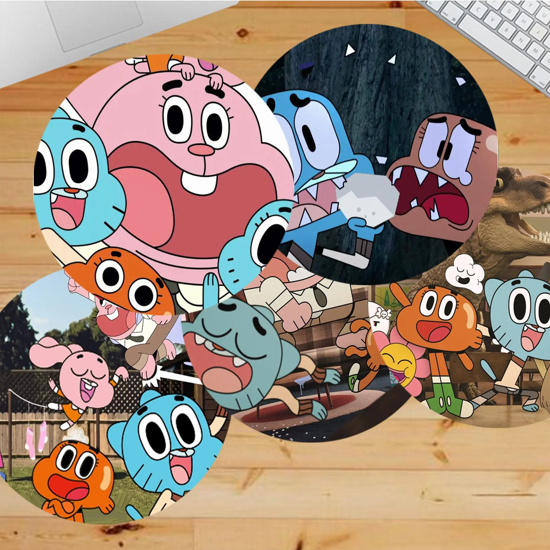 

Gumballs-Darwins-Amazings-World Mousepad Non-slip Round Big Promotion Table Mat Student Mousepad Computer Keyboard Pad Games Pad