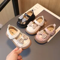2024 Baby Girls Leather Shoes Spring and Autumn Soft Bottom Princess Bow-knot Casual Toddlers Kids Fashion Baby First Walkers 2