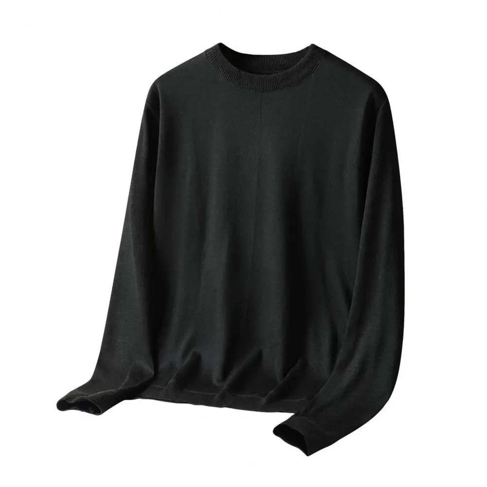 Description Picture 5 of itemVersatile Round Neck Sweater Soft Knitted Round Neck Sweater for Fall Winter Long Sleeve Pullover with Anti-shrink Anti-pilling