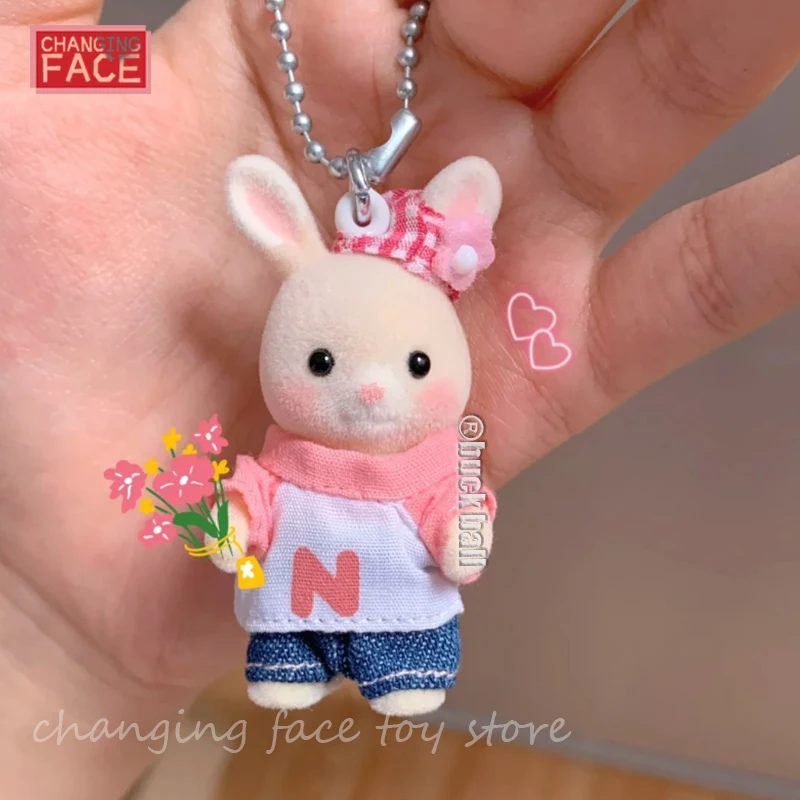 Original Sylvanian Family Portachiavi Baby Series Famiglia Sylvanian Cat Figurine Doll Kawaii Kids Regalo Di Compleanno Per Bambini