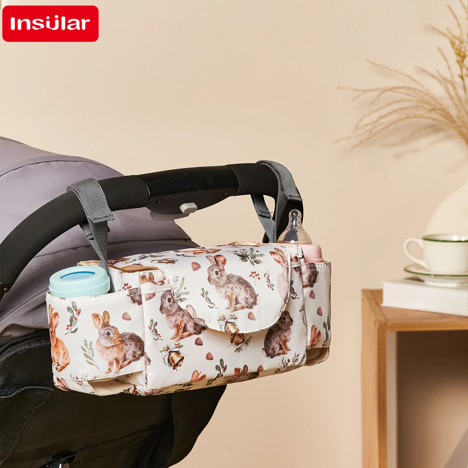 Diaper Bag Stroller Organizer Bags Stroller Bag Mommy Bag Diaper Baby Nappy Stroller Accessories Large Capacity Outdoor Travel Nappy Water Cup Holder