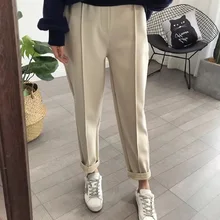 

Winter Thicken Women Pencil Pants Wool Pants Female Autumn High Waist Loose Trousers Capris Soft Good Fabric