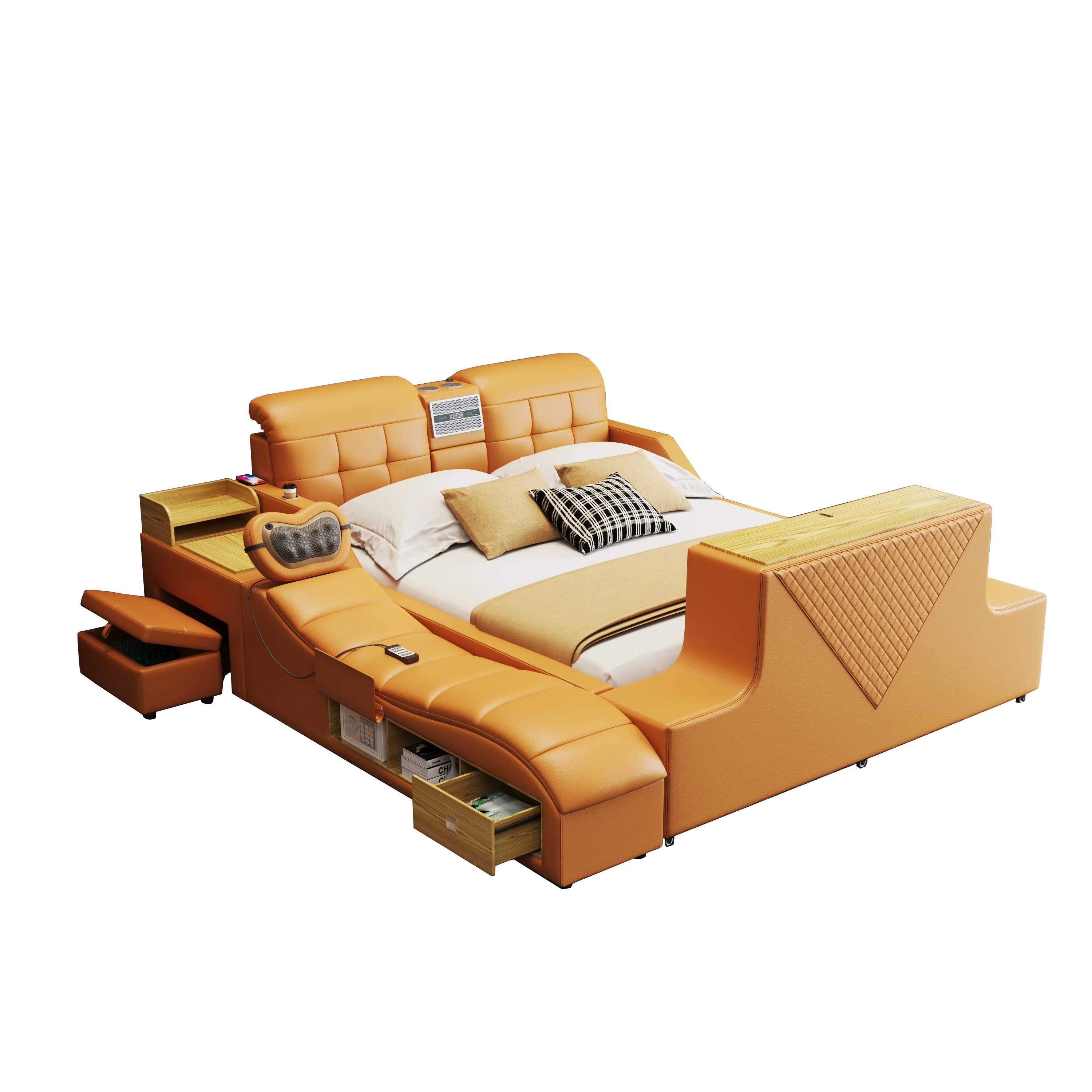 マッサージベッド Mingdibao-多機能本革マッサージベッド,techスマートベッド,高級