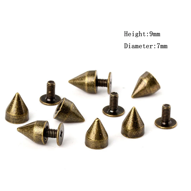 Cone Screwback Metal Studs Screw Leathercraft Rivet Bullet Spikes Spots Golden 