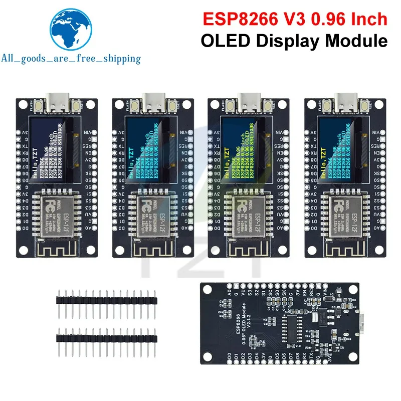 Carte De Développement NodeMCU ESP8266 Avec écran OLED 0,96" Et Port USB-C - Driver CH340 (neuf)