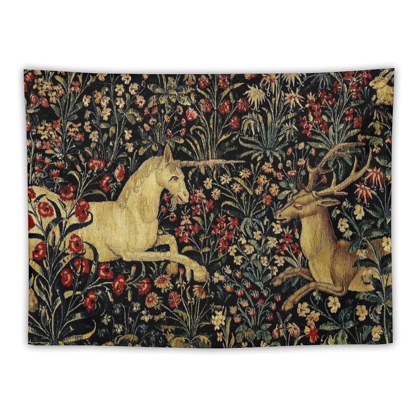 

Medieval Unicorn Midnight Floral Tapestry House Decoration Wall Hanging Decoration Home Tapete For The Wall Tapestry