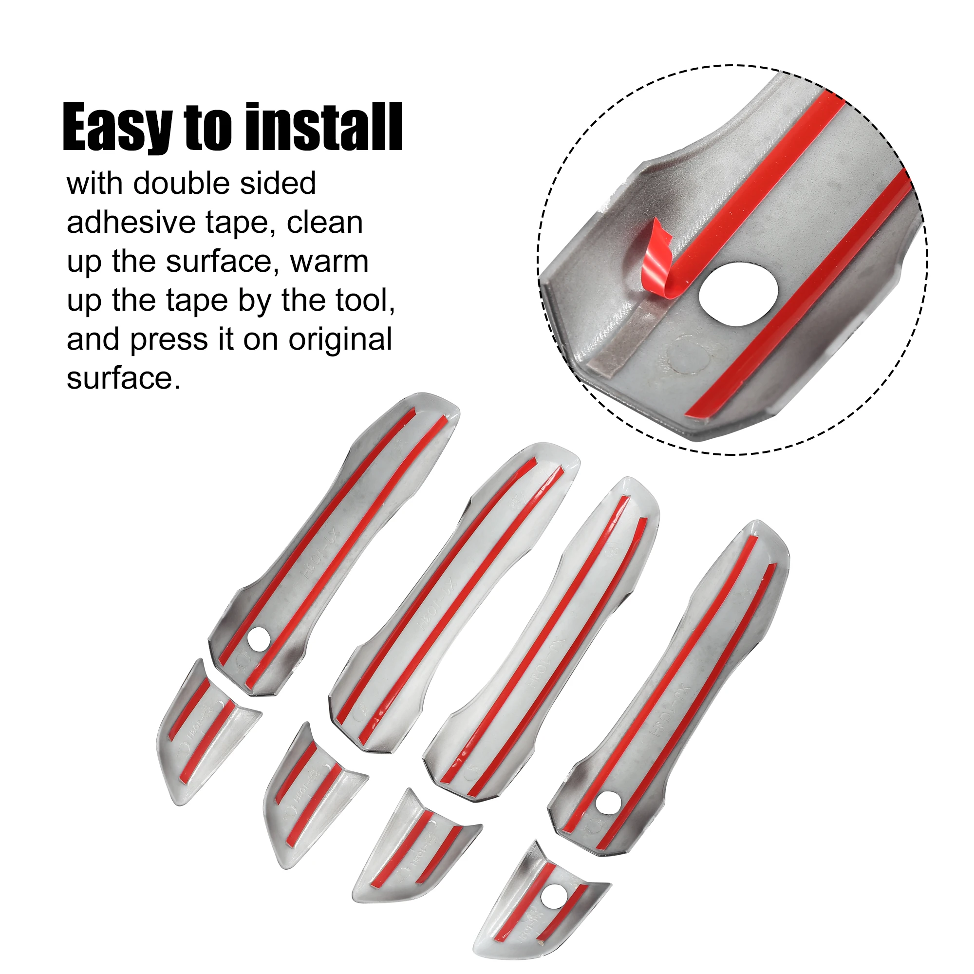 8pcs Exterior Door Handle Trim Cover With Keyless Entry Left Hand Drive For Honda Civic 10th Gen -
