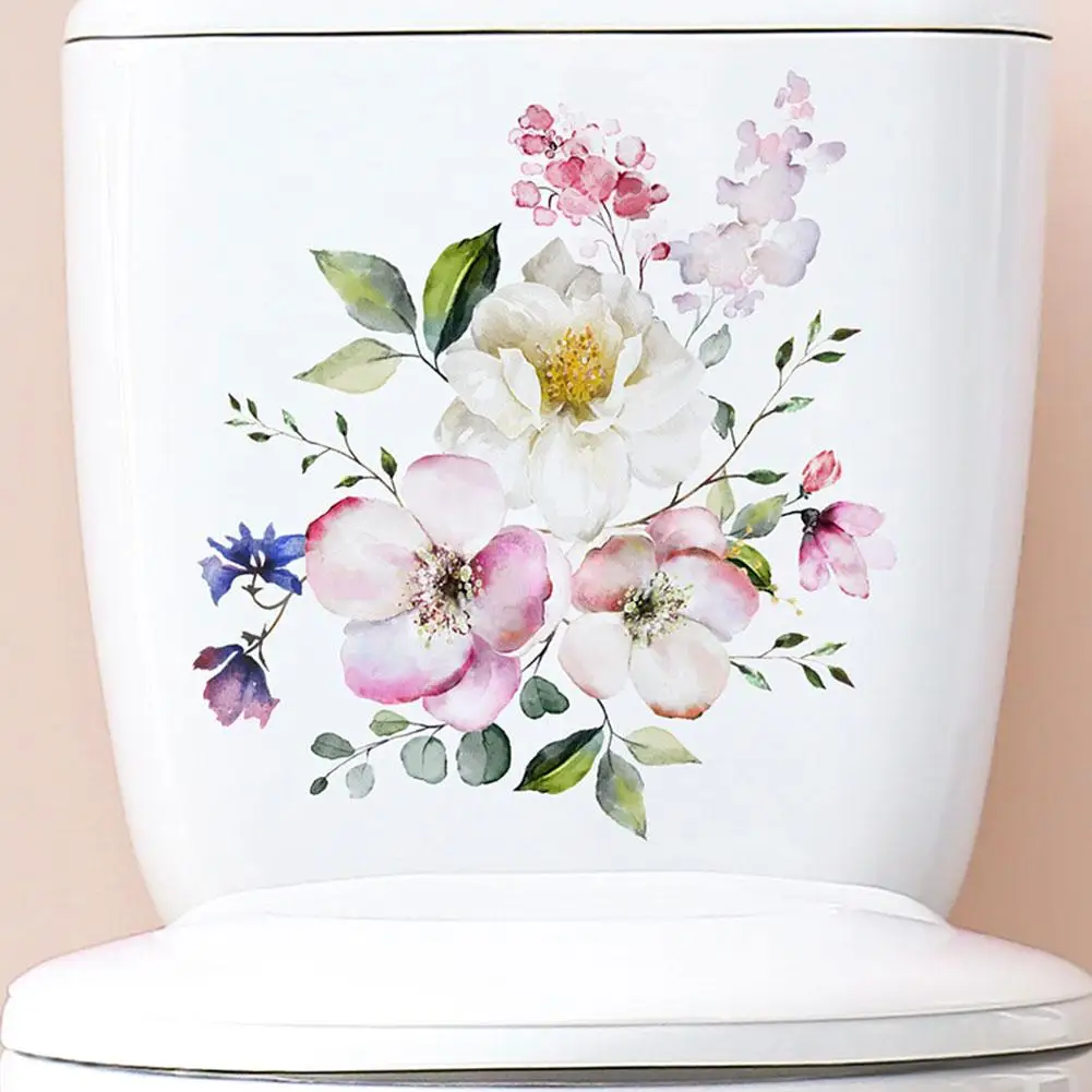 thumbnail image 2 of 1 pieza de pegatinas de flores para inodoro, decoración de WC, papel tapiz autoadhesivo, calcomanías para tapa de inodoro, calcomanías para asiento, pegatinas de pared para habitación de niños, 2 of 6