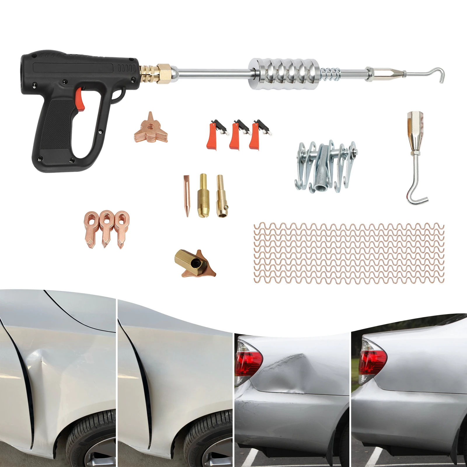 81-teiliges Bolzenschweißset, Reparatur-Extrusionsset, Schweiß-Dellen-Abzieher-Set mit Zubehör, gerader gedrehter Dellen für PKW und LKW – Detail 7