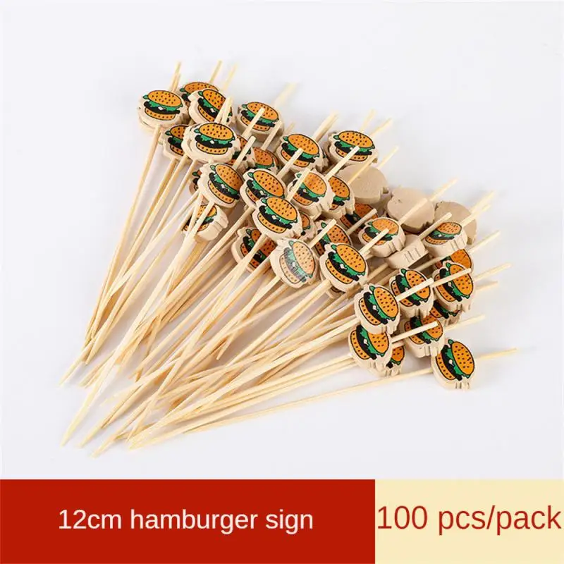 20/50/100Pcs Disposable Bamboo Skewers Easter Bunny et Food Picks Cupcake Fruit Fork Party Dessert Salad Sticks Toothpick