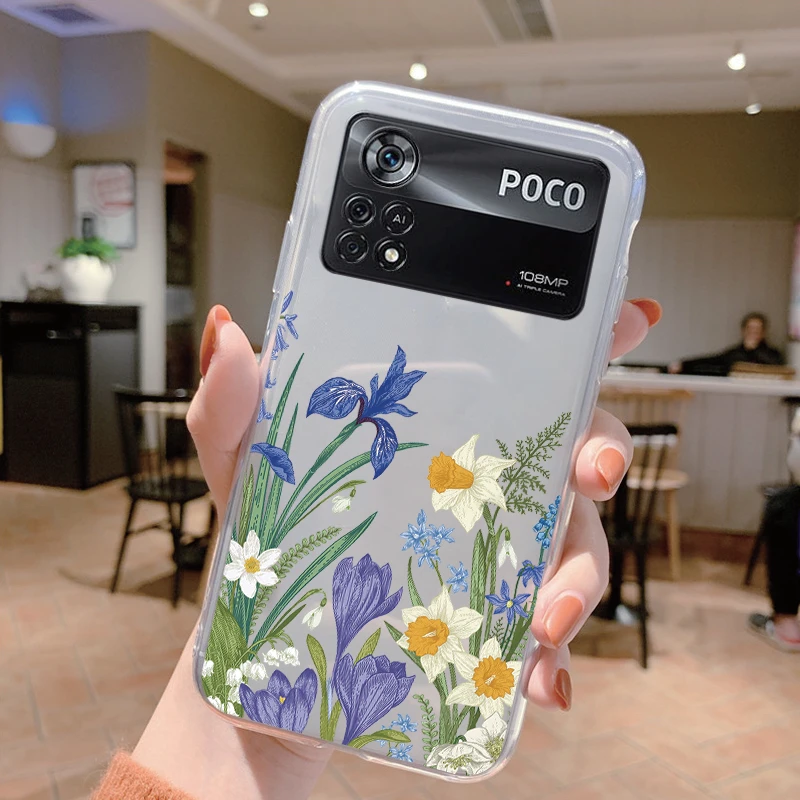 Elegant Floral Butterfly Soft Silicone Transparent Phone Case